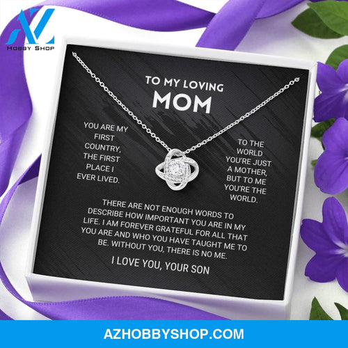 Mom - You're The World - White Gold Love Knot Necklace From Son