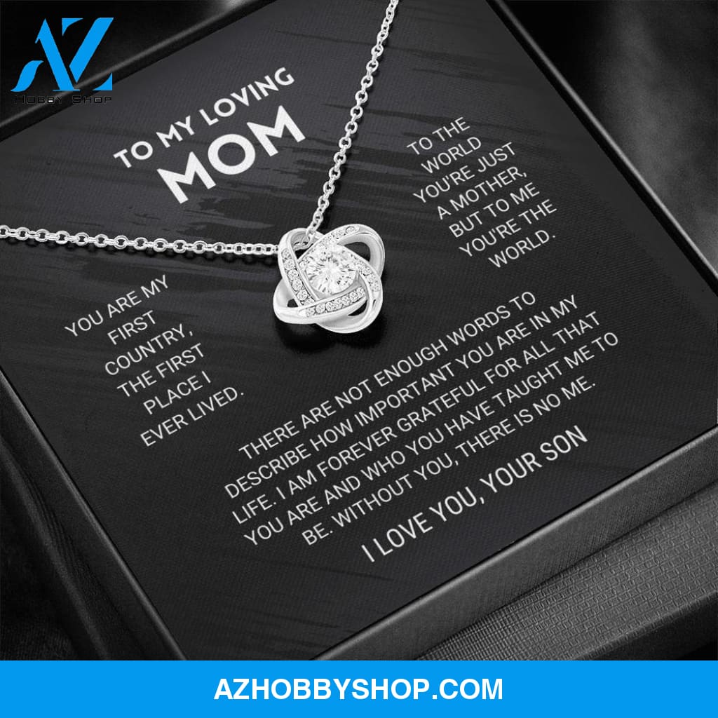 Mom - You're The World - White Gold Love Knot Necklace From Son