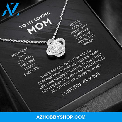 Mom - You're The World - White Gold Love Knot Necklace From Son