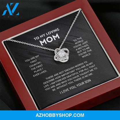 Mom - You're The World - White Gold Love Knot Necklace From Son