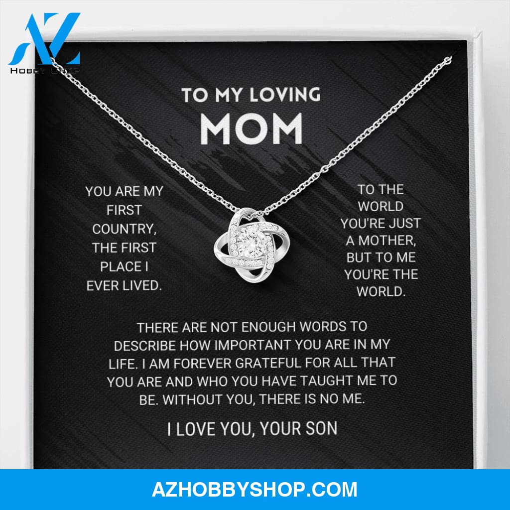 Mom - You're The World - White Gold Love Knot Necklace From Son