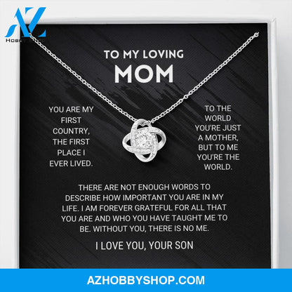 Mom - You're The World - White Gold Love Knot Necklace From Son