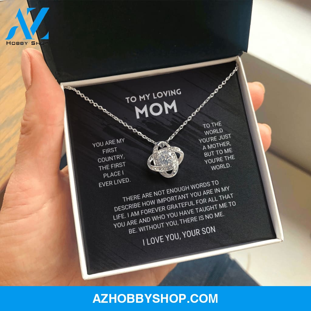 Mom - You're The World - White Gold Necklace Gift From Son