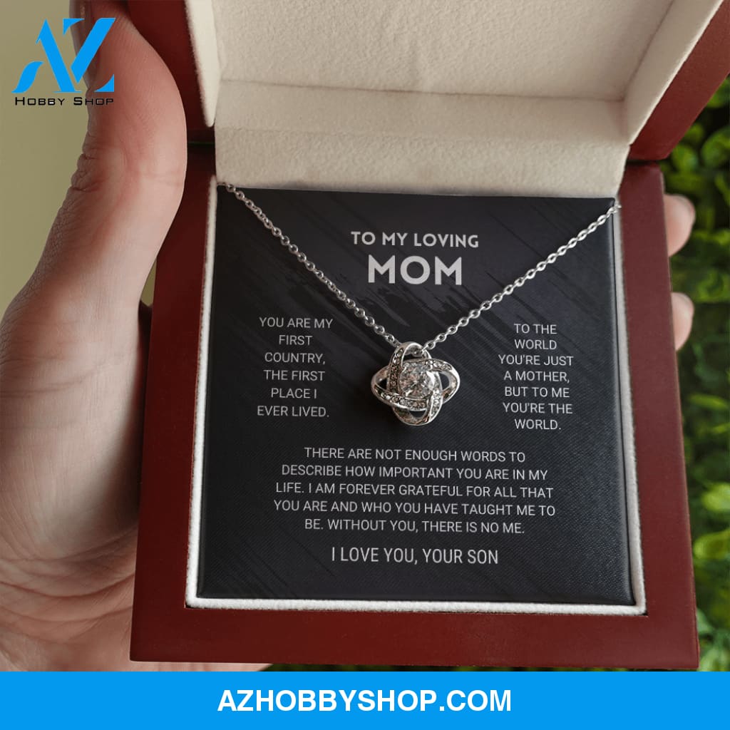 Mom - You're The World - White Gold Necklace Gift From Son