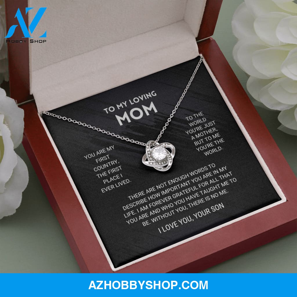 Mom - You're The World - White Gold Necklace Gift From Son