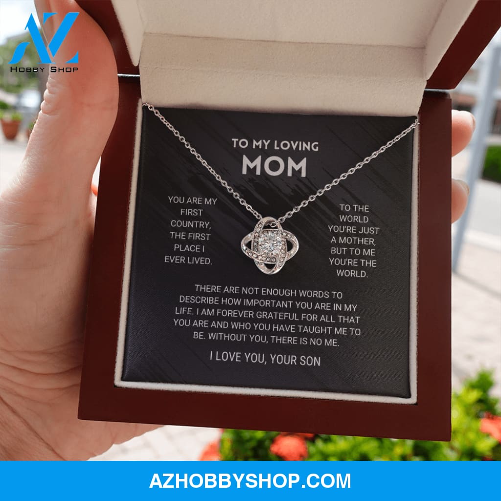 Mom - You're The World - White Gold Necklace Gift From Son