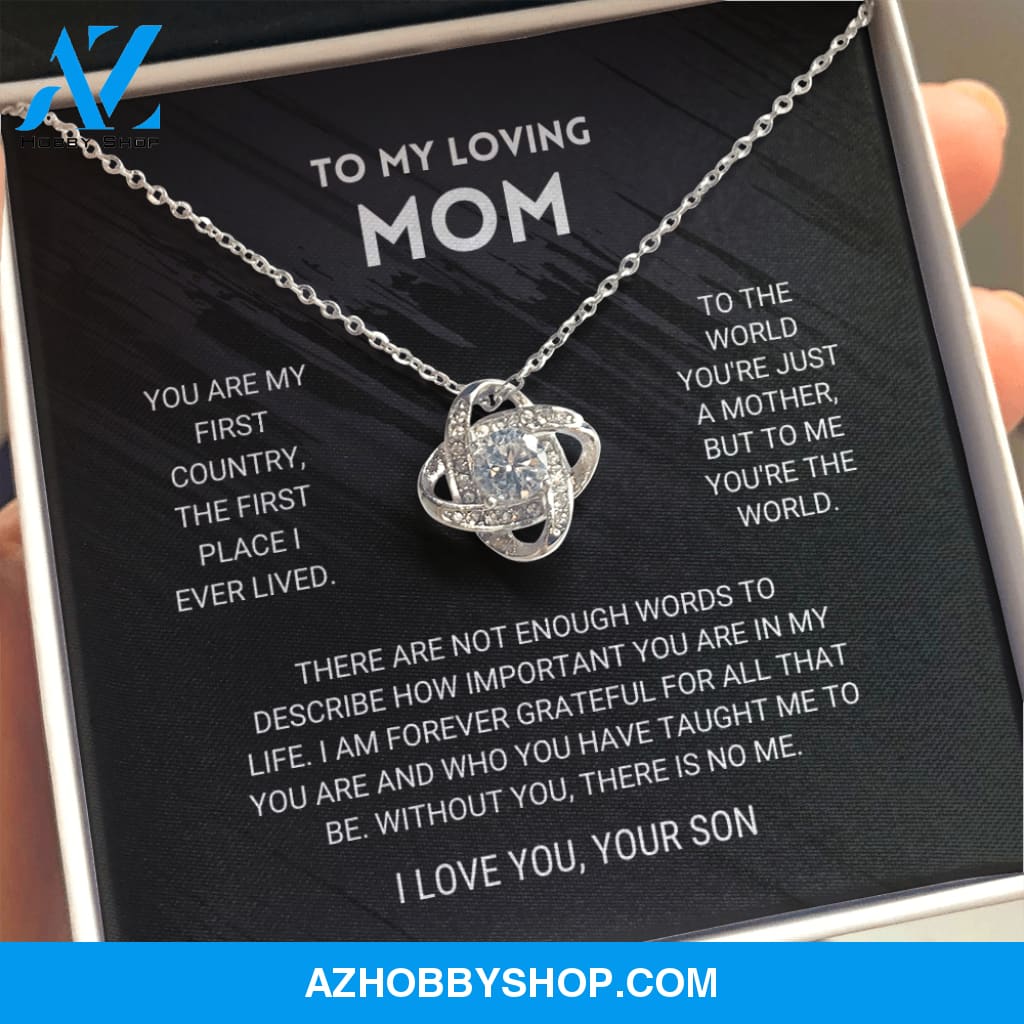 Mom - You're The World - White Gold Necklace Gift From Son