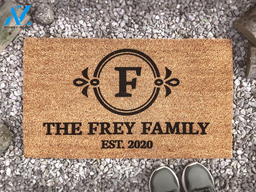 Monogram Doormat - Monogram Welcome Mat - Custom Wedding - Closing - Housewarming Gift - Family Name Est Date Doormat