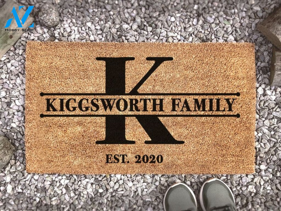 Monogram Doormat - Monogram Welcome Mat - Custom Doormat With Family Name - Family Name Est Date Doormat - Wedding Gift