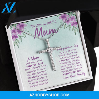 Mother - Mum - Sweetest Gift - Cross Necklace