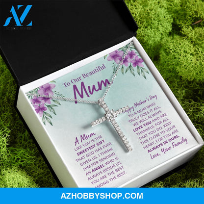 Mother - Mum - Sweetest Gift - Cross Necklace