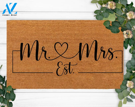 Mr. Mrs. Est Couples Gift-Family Name Doormat-Holiday Custom Housewarming Gift- Doormat-New Home Decoration