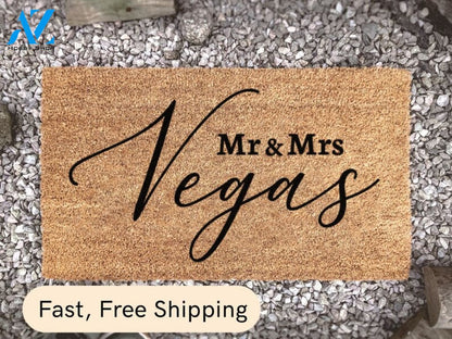 Mr & Mrs Surname Doormat - Custom Family Door Mat - Home Decor - Doormat Personalized - Newlywed Gift - Wedding Gift -
