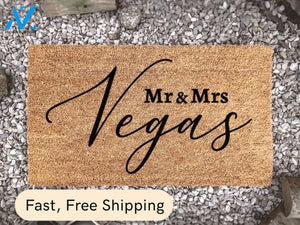 Mr & Mrs Surname Doormat - Custom Family Door Mat - Home Decor - Doormat Personalized - Newlywed Gift - Wedding Gift -