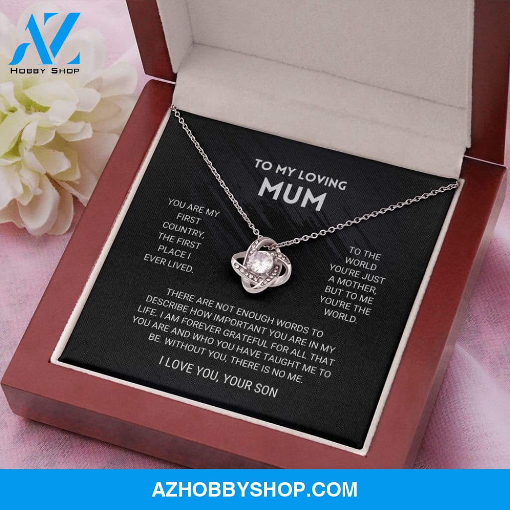 Mum - You're The World - Love Knot Silver Necklace From Son