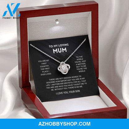 Mum - You're The World - Love Knot Silver Necklace From Son