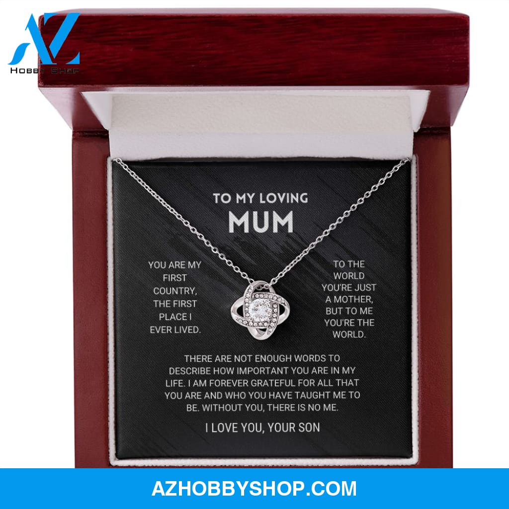Mum - You're The World - Love Knot Silver Necklace From Son