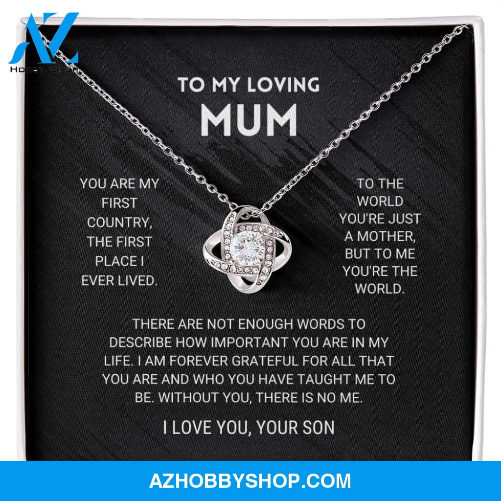 Mum - You're The World - Love Knot Silver Necklace From Son