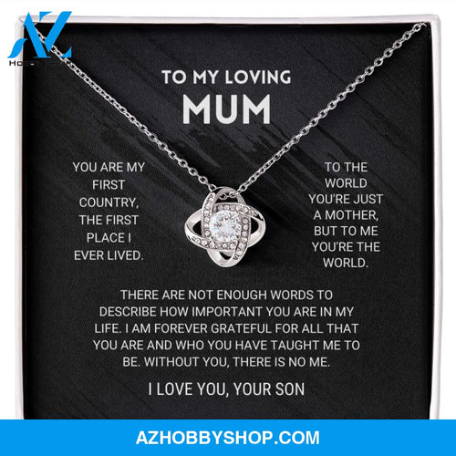 Mum - You're The World - Love Knot Silver Necklace From Son