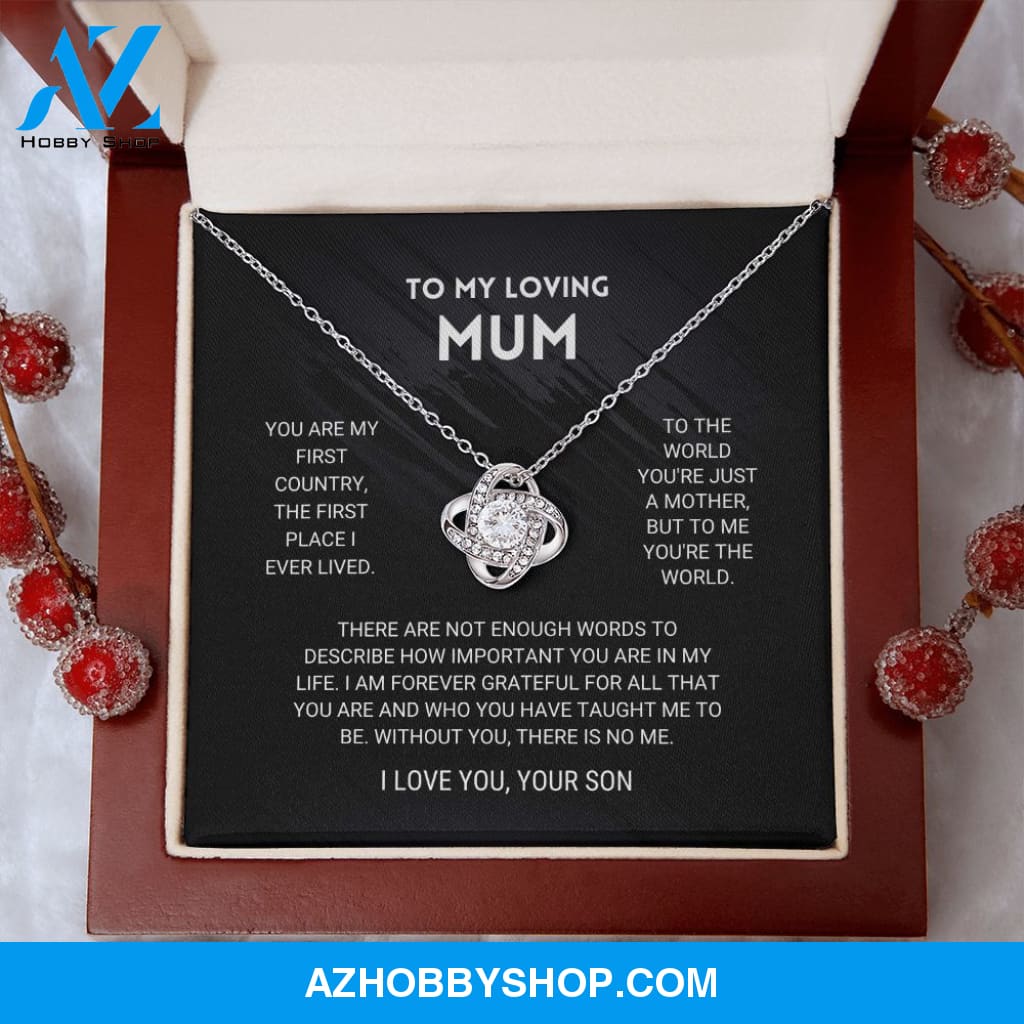 Mum - You're The World - Love Knot Silver Necklace From Son