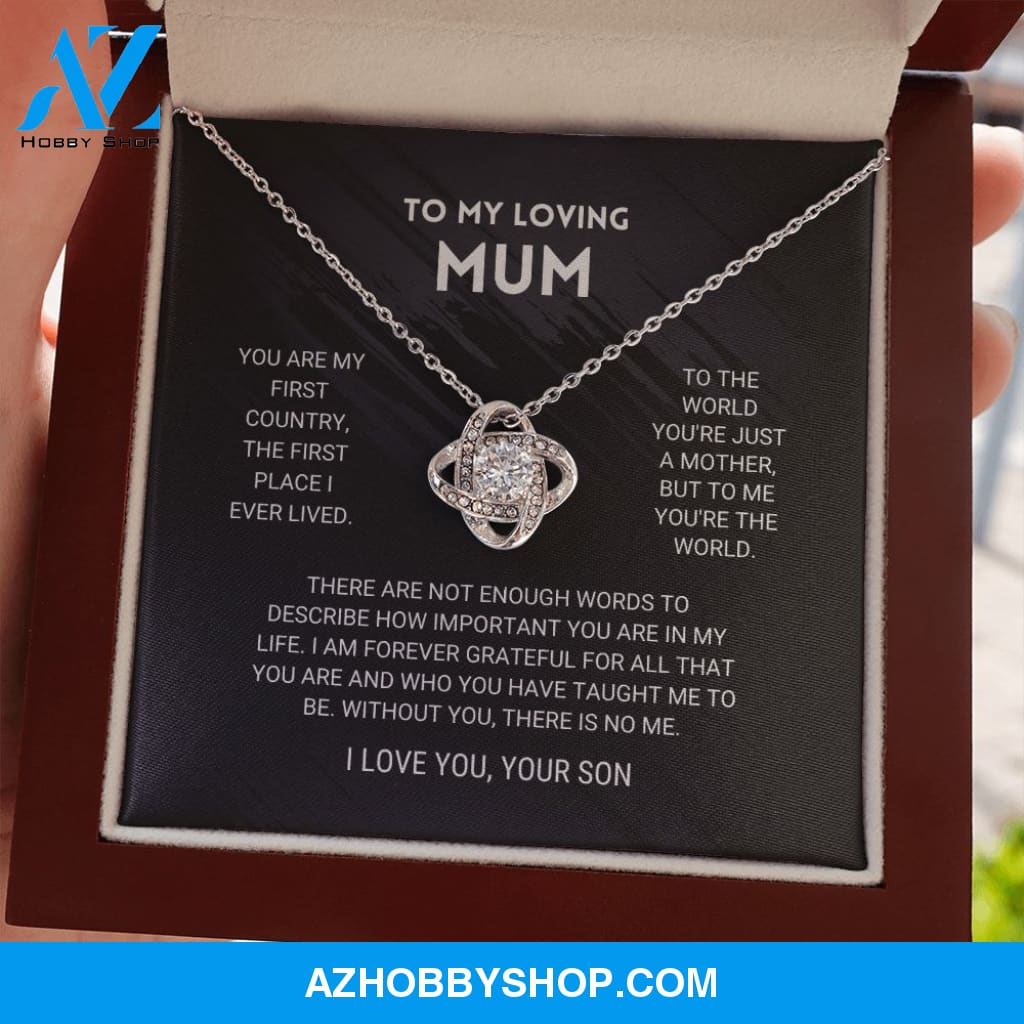 Mum - You're The World - Love Knot Silver Necklace From Son