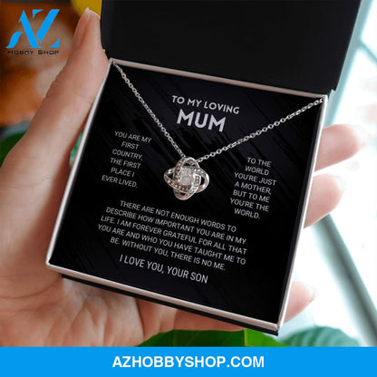 Mum - You're The World - Love Knot Silver Necklace From Son