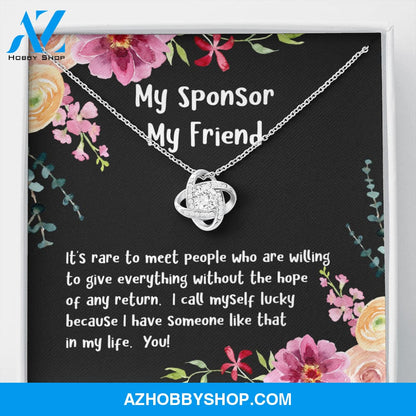 My Sponsor, My Friend Love Knot Silver Necklace