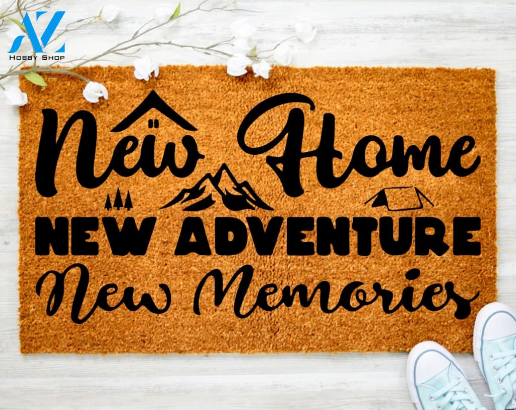 New Home New Adventures Memories Doormat Funny Gun Clip Doormat Housewarming Doormat