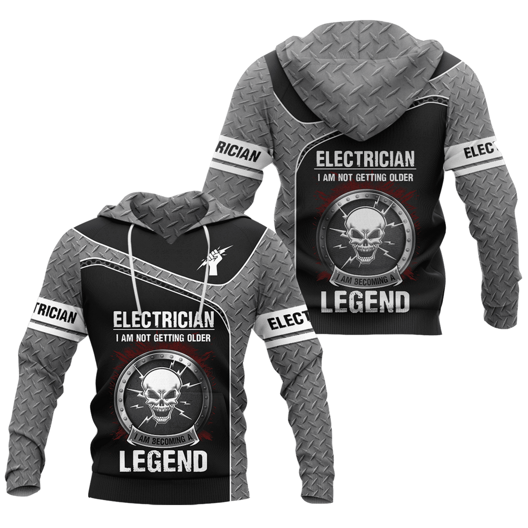 Unisex Hoodie All Over Print Skull Gifts All Over Printed Skull Electrician Unisex Hoodie