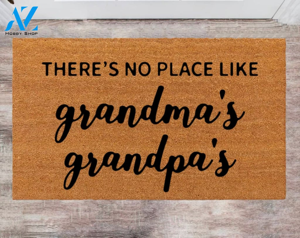 No Place Like Grandma's Grandpa's Cute Pet Doormat Front Door Rug Last Name Monogram Rug Holiday Doormats