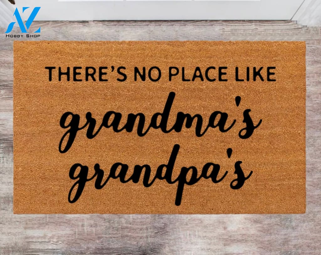 No Place Like Grandma's Grandpa's Cute Pet Doormat Front Door Rug Last Name Monogram Rug Holiday Doormats
