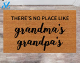 No Place Like Grandma's Grandpa's Cute Pet Doormat Front Door Rug Last Name Monogram Rug Holiday Doormats