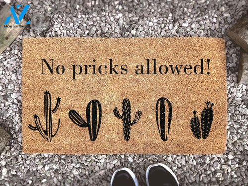 No Pricks Allowed Doormat - Funny Door Mat - Welcome Mat - Housewarming Gift - Funny Gift - Custom Rug - Welcome Door