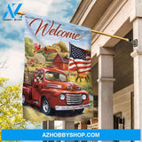 Northern cardinal, Cute dog in car, Village field, Welcome - Jesus Flag