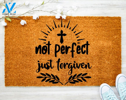 Not Perfect Just Forgiven Cute Jesus Doormat Christ Faith Doormat Protect Porch Decor Housewarming Doormat