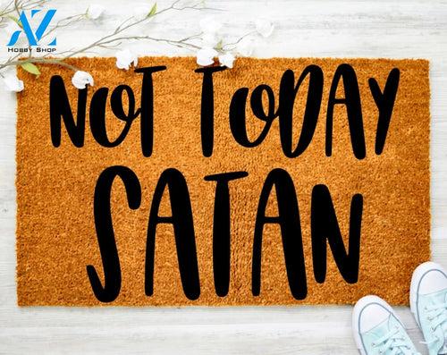 Not Today Satan Cute Jesus Doormat Christ Faith Doormat Protect Porch Decor Housewarming Doormat