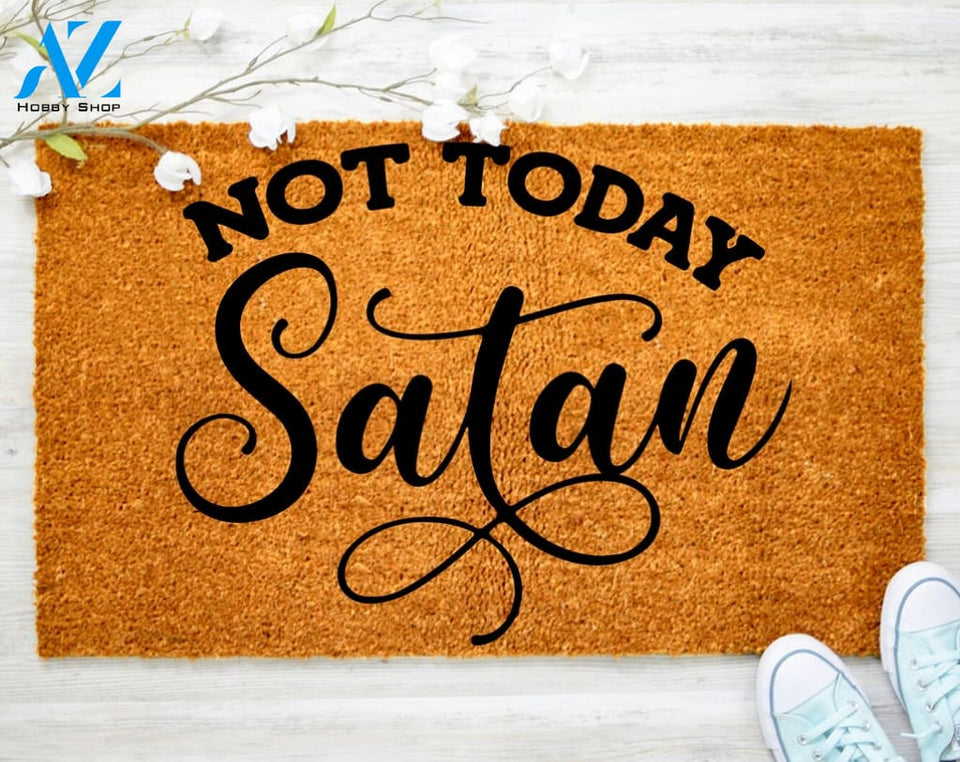 Not Today Satan Cute Jesus Doormat Christ Faith Doormat Protect Porch Decor Housewarming DoormatCoir doormat