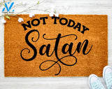 Not Today Satan Cute Jesus Doormat Christ Faith Doormat Protect Porch Decor Housewarming DoormatCoir doormat