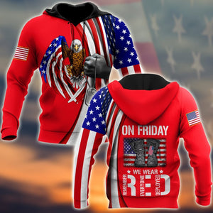 On Friday We Wear Red All Over Printed Unisex Hoodie