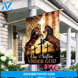 One nation under God - Jesus, Horse, American Flag