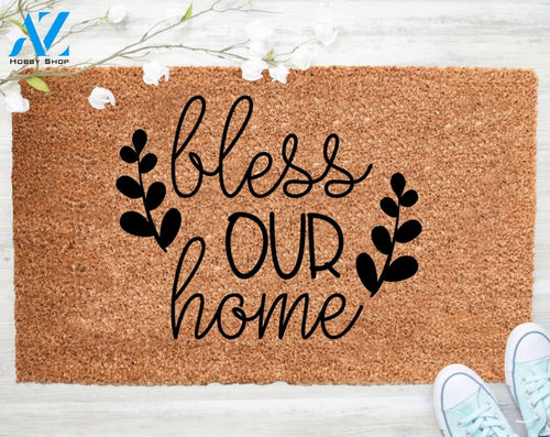 Out Doormat- Bless Our Home Doormat Welcome Doormat Porch Decor Fall Porch Decor Coir Doormat