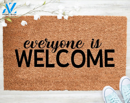 Out Doormat- Everyone Is Welcome Doormat Welcome Doormat Porch Decor Fall Porch Decor Coir Doormat