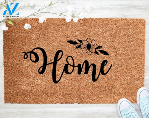 Out Doormat- Home With Flower Doormat Welcome Doormat Porch Decor Fall Porch Decor Coir Doormat