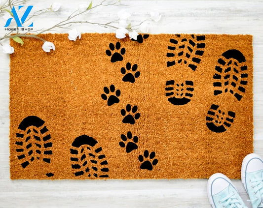 Out Doormat- Paw And Footprint Doormat Welcome Doormat Porch Decor Fall Porch Decor Coir Doormat