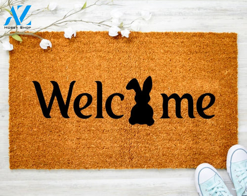 Out Doormat- Welcome Rabbit Doormat Welcome Doormat Porch Decor Fall Porch Decor Coir Doormat