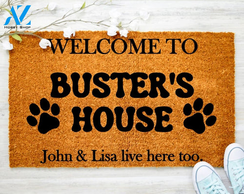 Out Doormat- Welcome To Buster's House Doormat Welcome Doormat Porch Decor Fall Porch Decor Coir Doormat