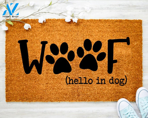 Out Doormat- Woof Hello In Dog Doormat Welcome Doormat Porch Decor Fall Porch Decor Coir Doormat