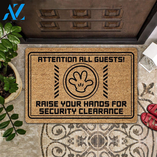 Outdoor Mat- Attention All Guests Cute Hand Raising Pattern Doormat Home Decor
