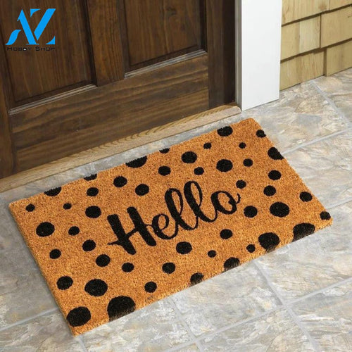 Outdoor Mat- Black Polka Dot Hello Cool Design Doormat Home Decor
