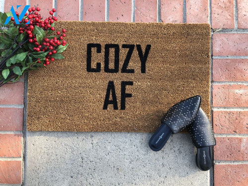 Outdoor Mat- Cozy Af Funny Christmas In Vintage Style Door Mat Home Decor